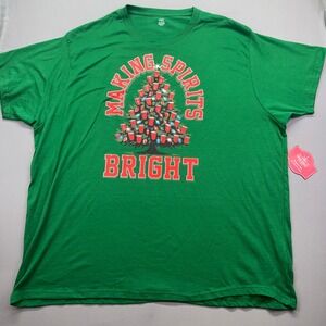 Holiday Time‎ Christmas Graphic T-Shirt Making Spirits Bright Green 3XL